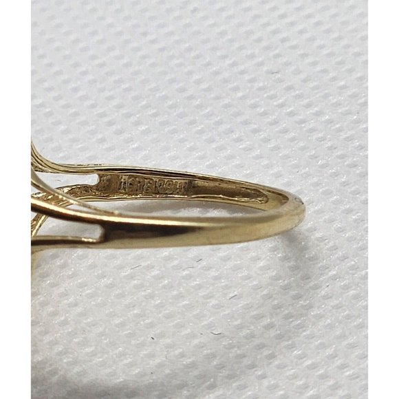 14K YELLOW GOLD TANZANITE & DIAMOND FLOWER RING  SIZE 5.5 - Picture 5 of 5